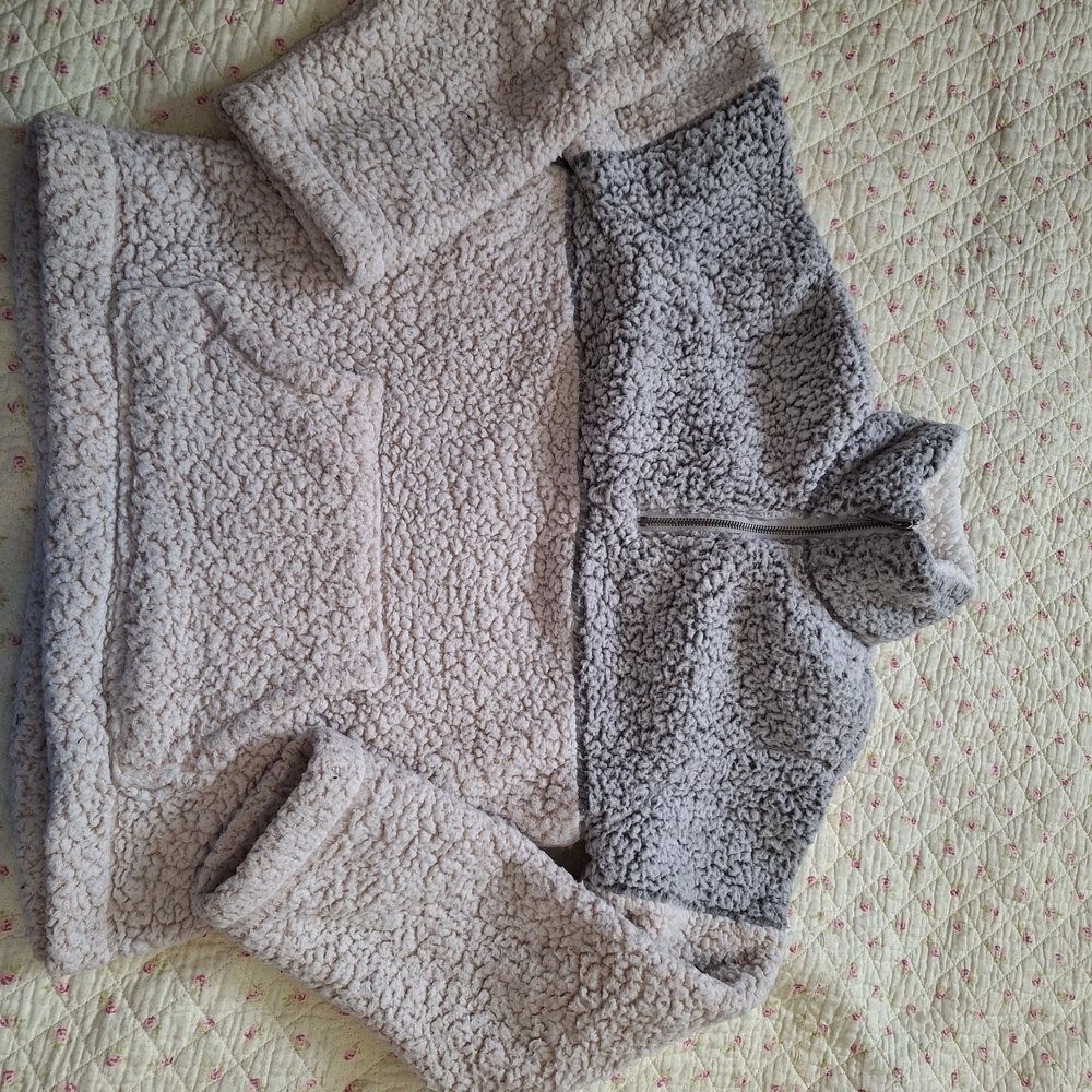 Love Tree Cream and Gray Teddy Jacket